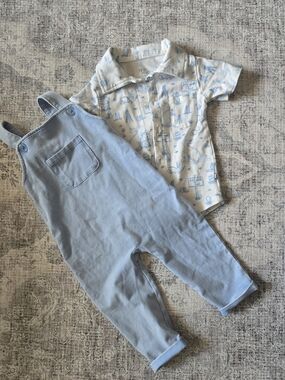 Birdie Bean Easter Baby Overalls Set with Printed Shirt